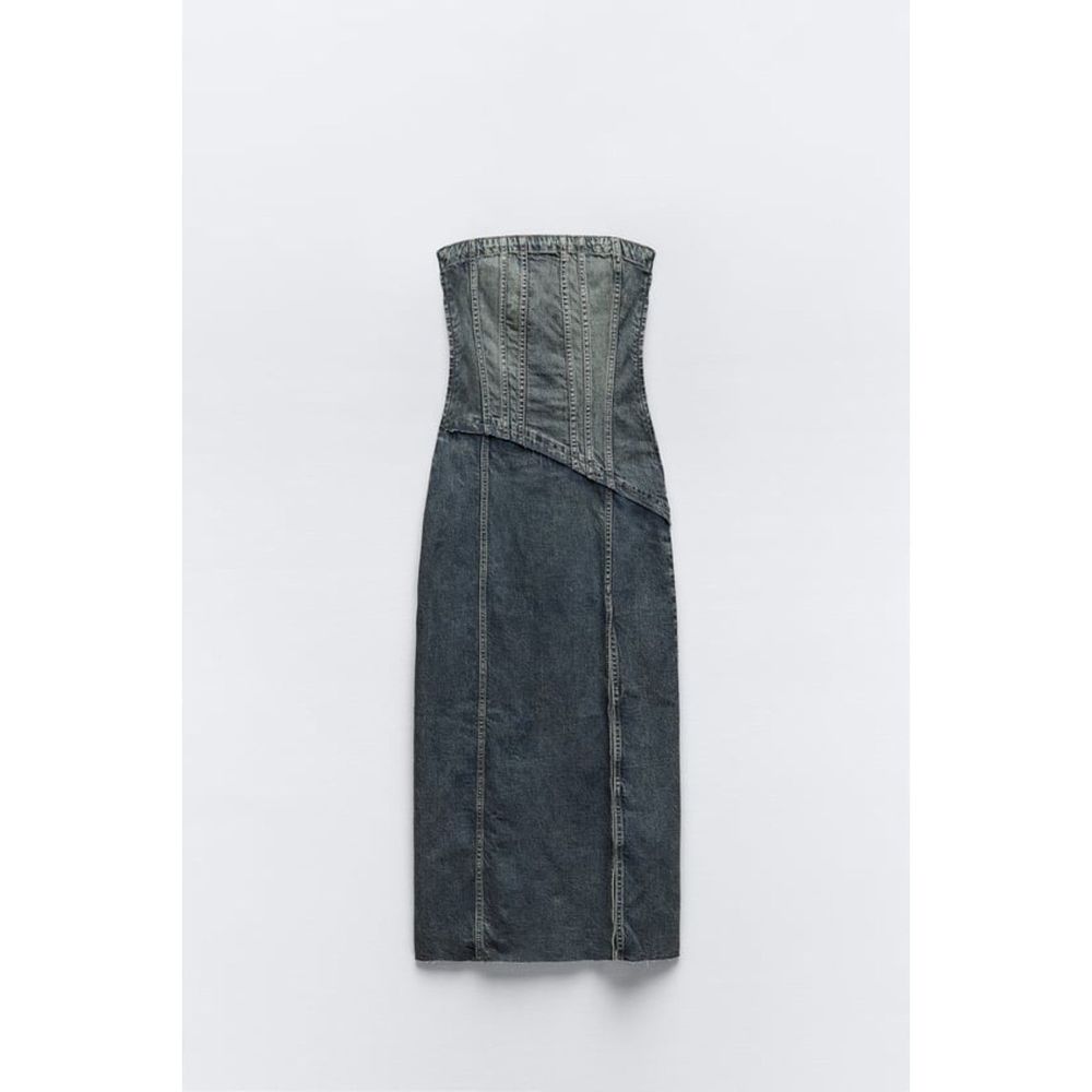 ZARA TRF STRAPLESS DENIM DRESS - Picture 13 of 13